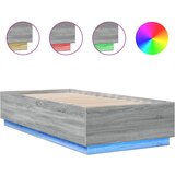 Maison Chic Posteljni okvir - Enojna postelja - Postelja za odrasle z LED lučkami siva sonoma 100x200 cm inž. les, (21696437) Cene