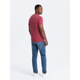 Ombre Men's T-shirt with round henley neckline - red | Eponuda.ba
