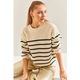 Bianco Lucci Women's Striped Thessaloniki Knitted Knitwear Sweater Cene