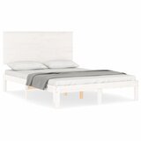 The Living Store Posteljni okvir z vzglavjem bel trden les - Posteljni Okvir, (21531933) | Shoptok.si