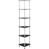 Police sa 6 razina crne 30 x 30 x 160 cm od kaljenog stakla | shoptok.hr