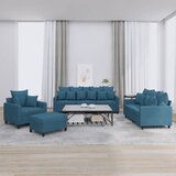  4-dijelni set sofa s jastucima plavi baršunasti Cijene