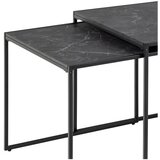 Actona Mat črne mizice v kompletu 3 ks z mizno ploščo v marmornem dekorju 60x120 cm Infinity – | Shoptok.si
