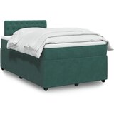 vidaXL Box spring postelja z vzmetnico temno zelena 120x200 cm žamet | Shoptok.si