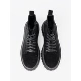 Shelvt Black lace-up ankle boots with a sparkling heart | shoptok.hr