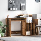 vidaXL Miza s Shranjevanjem Stari Les 120.5x44x88.5 cm Inženirski Les | Shoptok.si