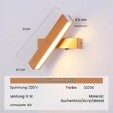 SCHINDORA 31 cm lesena LED stenska svetilka - 3000 K | Shoptok.si