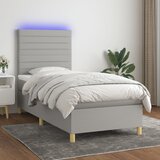  box spring s madracem LED svjetlosivi 90x190 cm tkanina | Eponuda.com