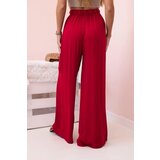 Kesi Włoski Women's wide trousers with elastic waistband burgundy | Shoptok.si