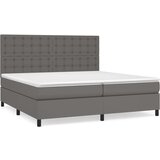 vidaXL box spring postelja z vzmetnico siva 200x200 cm umetno usnje, (20761105) | Shoptok.si