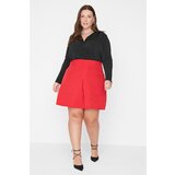 Trendyol Curve Red Pleated Mini Woven Skirt Cene