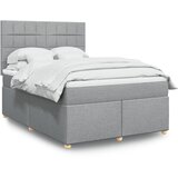  Krevet box spring s madracem svjetlosivi 140x200 cm od tkanine Slike