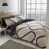 Catherine Lansfield Črna/bež podaljšana posteljnina za zakonsko posteljo 230x220 cm Linear Curve – | Shoptok.si