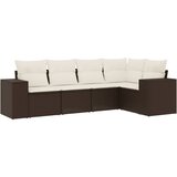 5-dijelni set vrtnih sofa s jastucima poliratan smeđi | shoptok.hr