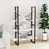 vidaXL Knjižna omara 4-nadstropna bela 100x30x140 cm iverna plošča | Shoptok.si