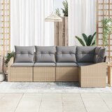 Sjedeća garnitura za vrt 5 kom. Bež i svijetlo siva poliratan 233,5 x 123,5 x 85 cm | shoptok.hr