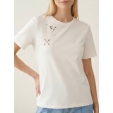 Sinsay Pamučna majica s ukrasnim kristalima | shoptok.hr