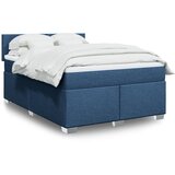 vidaXL Box spring postelja z vzmetnico modra 160x200 cm blago Cene