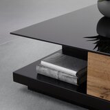 Bessagi Home klubska mizica nevio, s steklom, črna, hrast | Shoptok.si