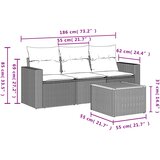  4-dijelni set vrtnih sofa od poliratana s jastucima crni | shoptok.hr