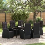 vidaXL 7-delni set vrtne jedilnice z blazinicami črna poli ratan | Shoptok.si