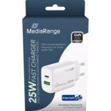 Mediarange hitri stenski polnilec 25W GaN 1x USB-C + 1x USB-A | Shoptok.si