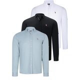 Dewberry TRIPLE SET G674 MENS SHIRT-BLACK-WHITE-WATER GREEN Cijene