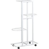  Stalak za cvijeće 4 kata s kotačima 44x23x80 cm bijeli željezni | shoptok.hr
