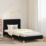  Otroški posteljni okvir z vznožjem Črna 90 x 190 cm blago, (5000104673) | Shoptok.si