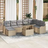 vidaXL 9-dijelni set vrtne sofe s jastučićima bež poly ratan, 2-sjedna vrtna sofa s jastučićima bež poly ratan Cijene