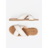 Shelvt White braided flip-flops on a flat sole | Shoptok.si