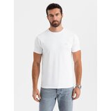 Ombre Men's SLIM FIT T-shirt with round neckline and logo - white Cijene
