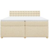  Krevet s oprugama i madracem krem 200 x 200 cm od tkanine | shoptok.hr
