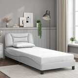 Maison Chic Posteljni okvir - Enojna postelja - Postelja za odrasle z vzglavjem bel 90x200 cm blago-J9334, (21769438) | Shoptok.si