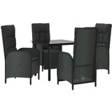  5-dijelni vrtni blagovaonski set s jastucima od poliratana crni | shoptok.hr