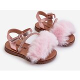 Boto Pink Joratia Children's Patent Sandals with Bow on Velcro | Shoptok.si
