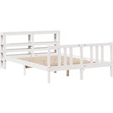 vidaXL Posteljni okvir z vzglavjem bel 140x200 cm trdna borovina, (21292473) | Shoptok.si