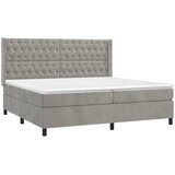  Krevet s oprugama i madracem svjetlosivi 200x200 cm baršunasti | shoptok.hr