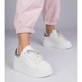 Gemre White sneakers with a golden insert and stiletto with rhinestones Floura | Shoptok.si