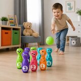 Lean Toys Otroški komplet za kegljanje 10 kegljev, 2 barvni krogli u