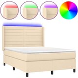  Box spring s madracem LED krem 140x200 cm od tkanine | shoptok.hr