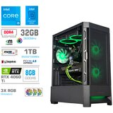 MEGA Računalnik MT S8 i5-13400/RTX4060Ti/32GB/1TB-4.0/750W/Brez OS/črna RGB + Estetski napajalni kabli [Zelena / Črna], (22097710) | Shoptok.si