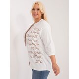 Fashion Hunters Ecru-brown cotton blouse of larger size | ePonuda.com