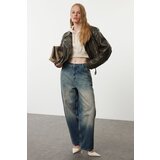 Trendyol Blue High Waist Skater Jeans Cene