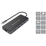 Conceptronic Notebook Dock - DONN15G (Ulaz: USB-C, Izlaz: 2xHDMI+VGA+USB-C PD:100W+3xUSB-A+RJ-45+SD/TF+AUX) | shoptok.hr