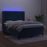  Box spring postelja z vzmetnico LED temno modra 140x200cm žamet, (20901349) | Shoptok.si