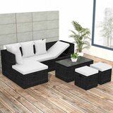 The Living Store Vrtna sedežna garnitura z blazinami 4-delna poli ratan črna - Vrtna Sedežna Garnitura, (21478426) | Shoptok.si