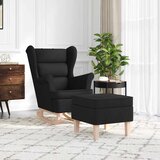  Stolica za ljuljanje od tkanine s osloncem za noge crna | shoptok.hr