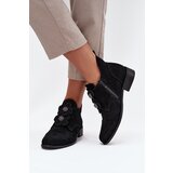 Zazoo Suede Women's Loafers with Decorative Flowers 3080 Black | Shoptok.si