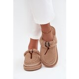 Boto Women's slippers with fur and embroidery Beige Perivelle | Shoptok.si